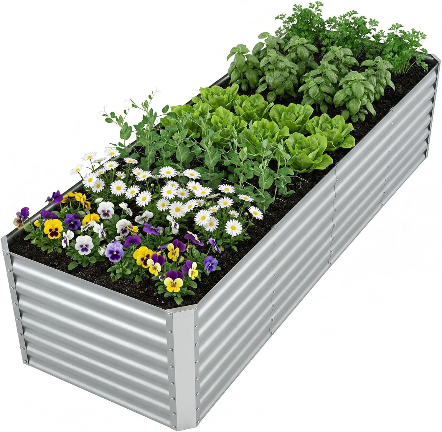 屋外用亜鉛メッキ仕上げの高床式菜園、野菜や花の栽培用、大型金 - Raised Garden Bed のレビューと価格