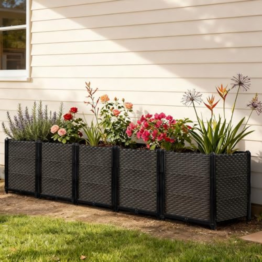 パティオ、バルコニー、デッキ用の屋外自動給水式高床プランター - Self Watering Planter のレビューと価格