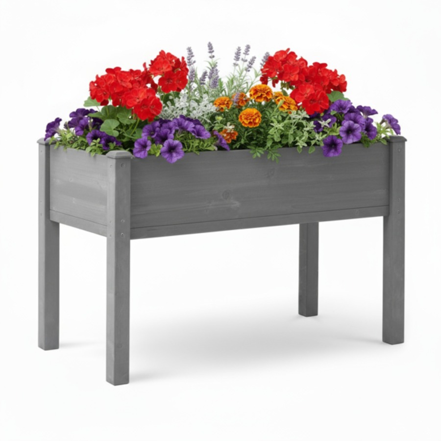 脚付きの高さ48インチ×幅24インチ×奥行き30インチのプラ - Raised Garden Bed のレビューと価格