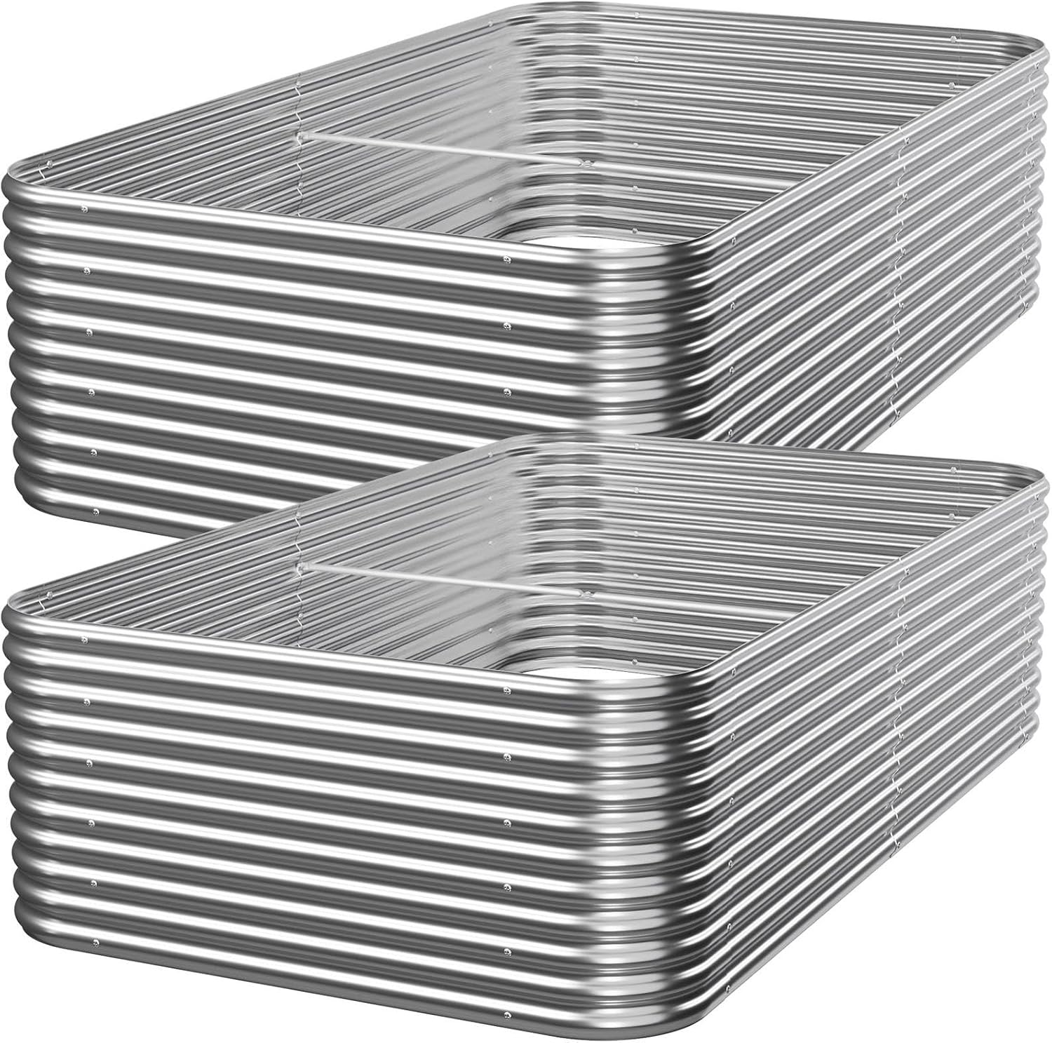 屋外ガーデニング用亜鉛メッキ鋼製高床式菜園2個セット（8x3 - Raised Garden Bed のレビューと価格