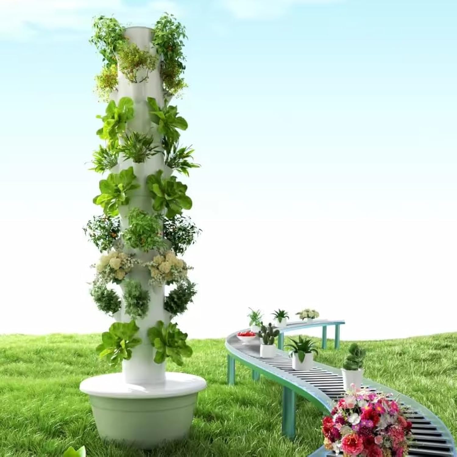 垂直水耕栽培タワー エアロポニックタワー 果物と野菜用 9層 - Hydroponic Kit のレビューと価格