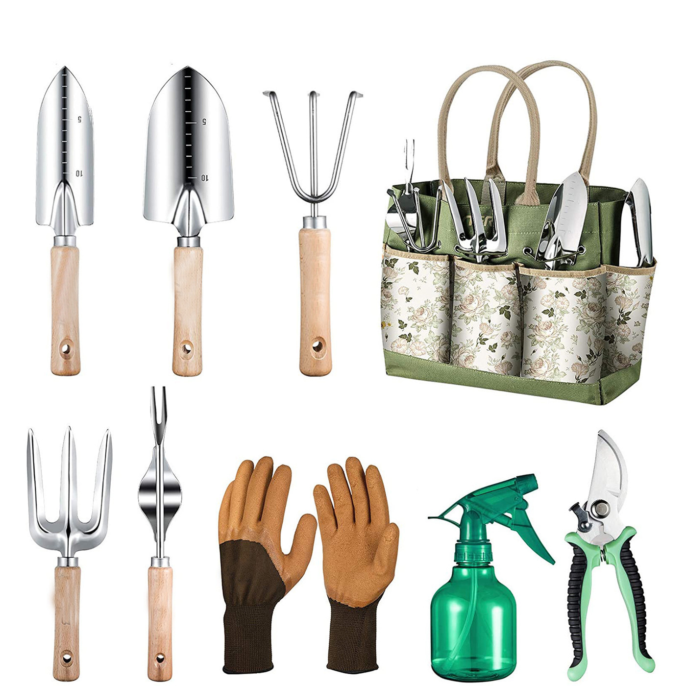 9ピースガーデニングツールセット、頑丈なステンレス鋼製ハンド - Garden Gloves のレビューと価格