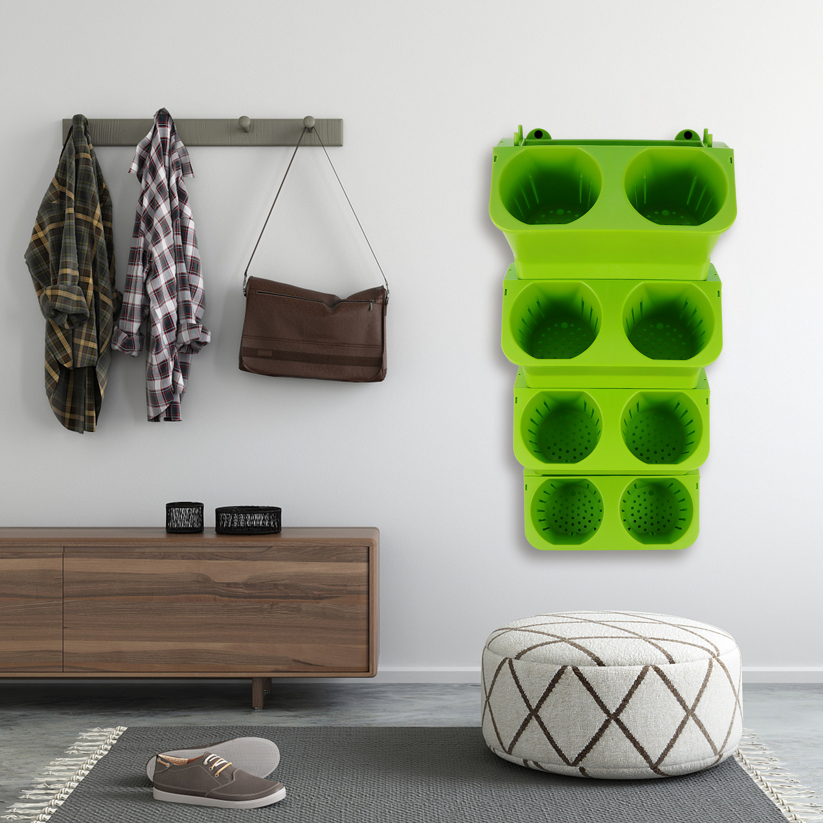 4個セット 垂直壁掛けプランターセット 自動給水 2段式背景 - Self Watering Planter のレビューと価格