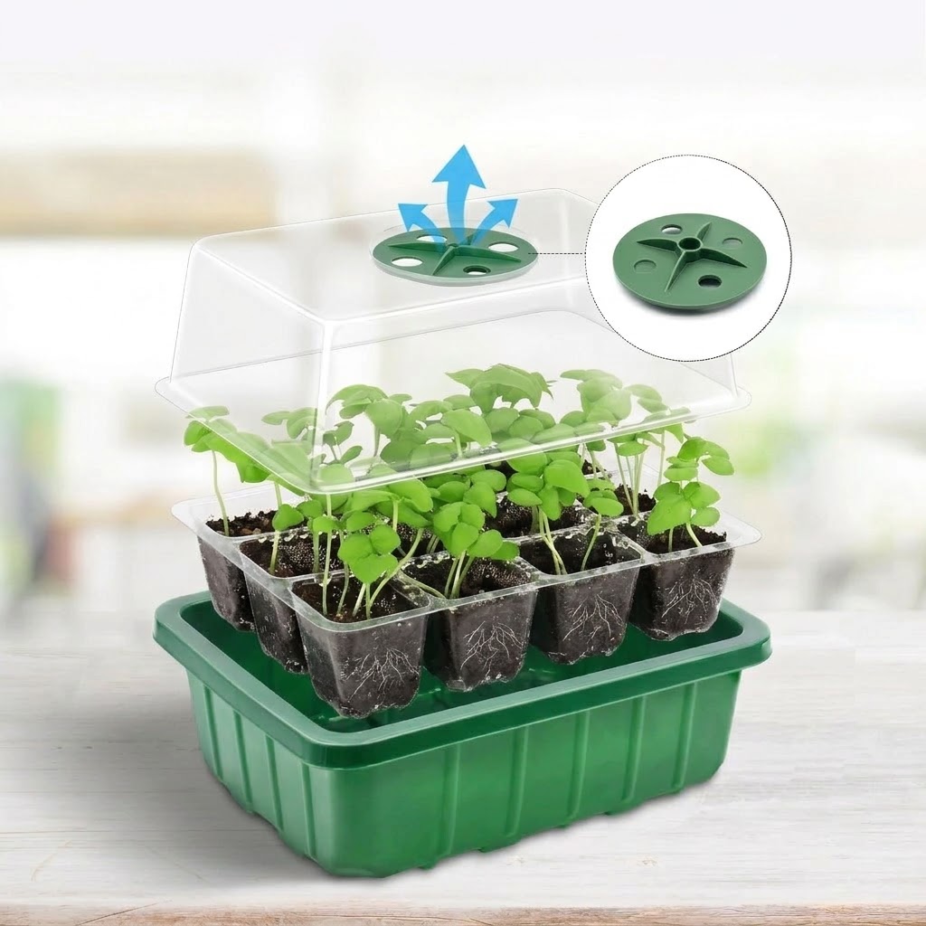 湿度調整可能なドーム型透明セルトレイ、植物育成ライト付き育苗 - Seed Starter Tray のレビューと価格