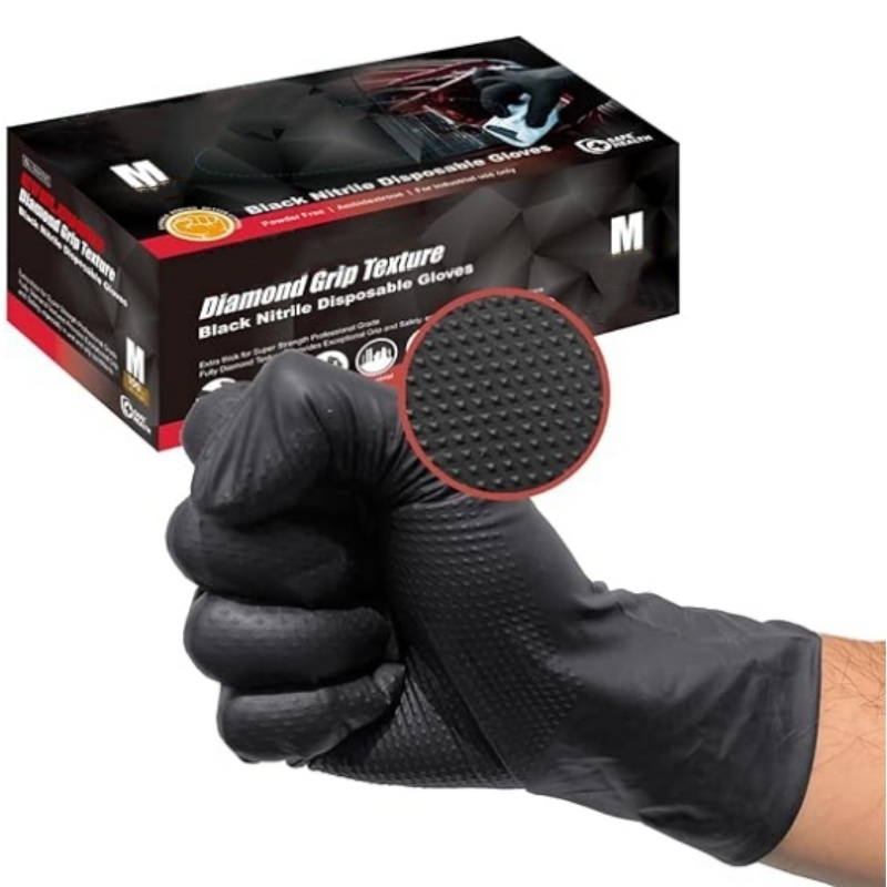 8ミルヘビーデューティーブラックニトリルグローブ使い捨てダイ - Garden Gloves のレビューと価格