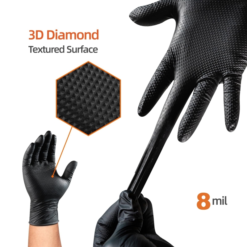 8ミルヘビーデューティーブラックニトリルグローブ使い捨てダイ - Garden Gloves のレビューと価格