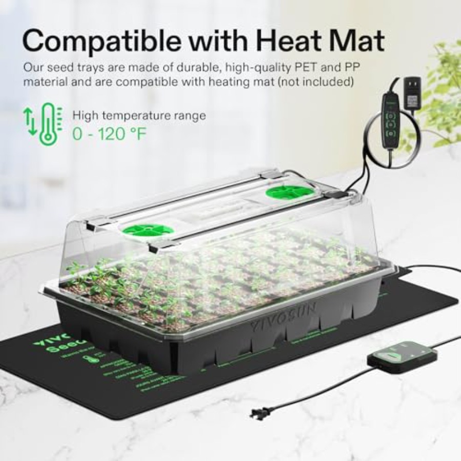 屋内園芸用の6パックシードスタータートレイ、240セルの緑色 - Seed Starter Tray のレビューと価格