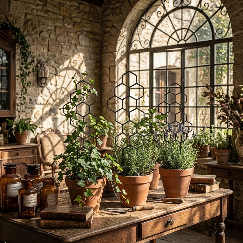 2個入り ハニカム型植物用トレリス 鉢植えのつる性植物用サポ - Indoor Herb Garden のレビューと価格