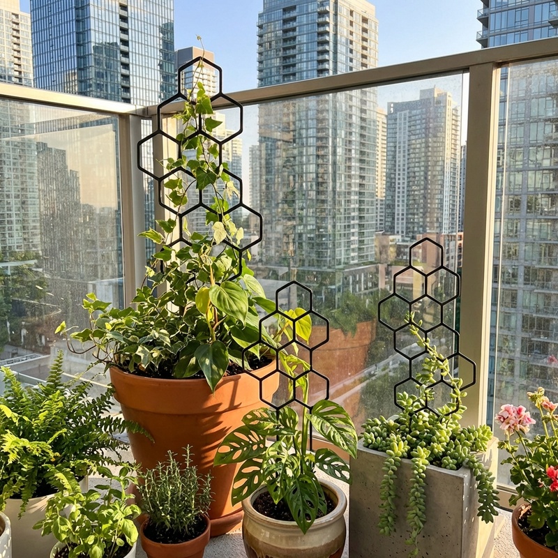2個入り ハニカム型植物用トレリス 鉢植えのつる性植物用サポ - Indoor Herb Garden のレビューと価格