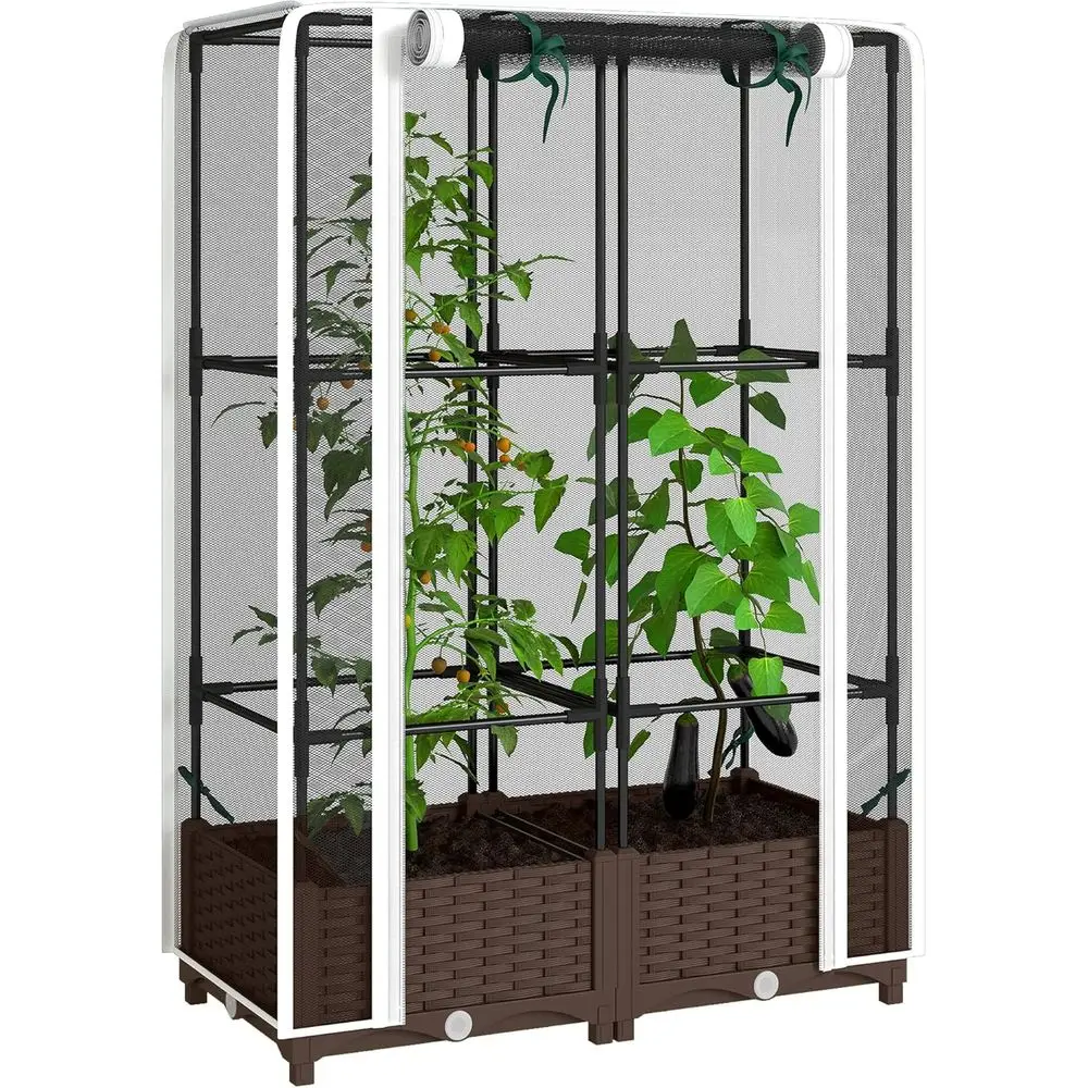 トレリス付き高床式菜園、46.5トマトサポート、排水機能付き - Self Watering Planter のレビューと価格