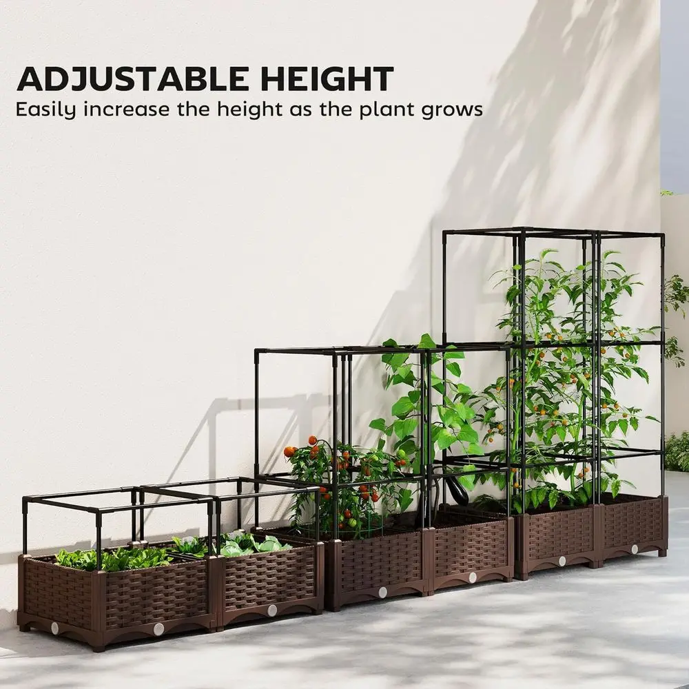 トレリス付き高床式菜園、46.5トマトサポート、排水機能付き - Self Watering Planter のレビューと価格