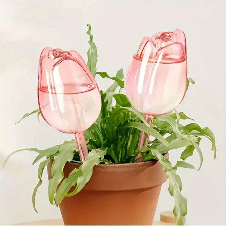 透明な厚手のPET製チューリップ型自動給水スパイク、室内鉢植 - Self Watering Planter のレビューと価格