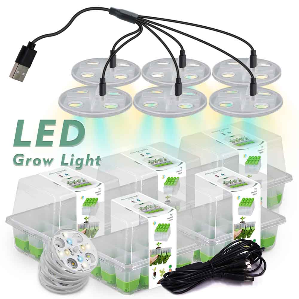 LED 成長ライト苗スタータートレイキット透明カバー付き屋内 - Grow Light Led のレビューと価格