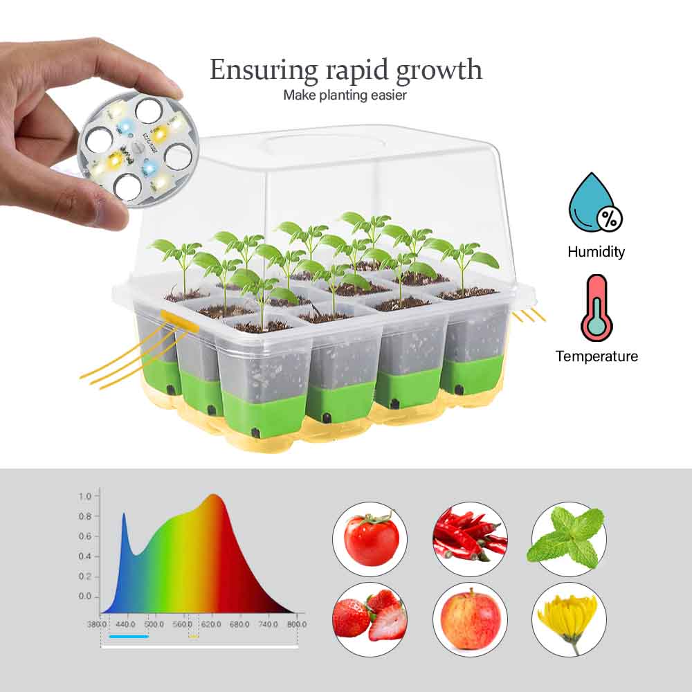 LED 成長ライト苗スタータートレイキット透明カバー付き屋内 - Grow Light Led のレビューと価格