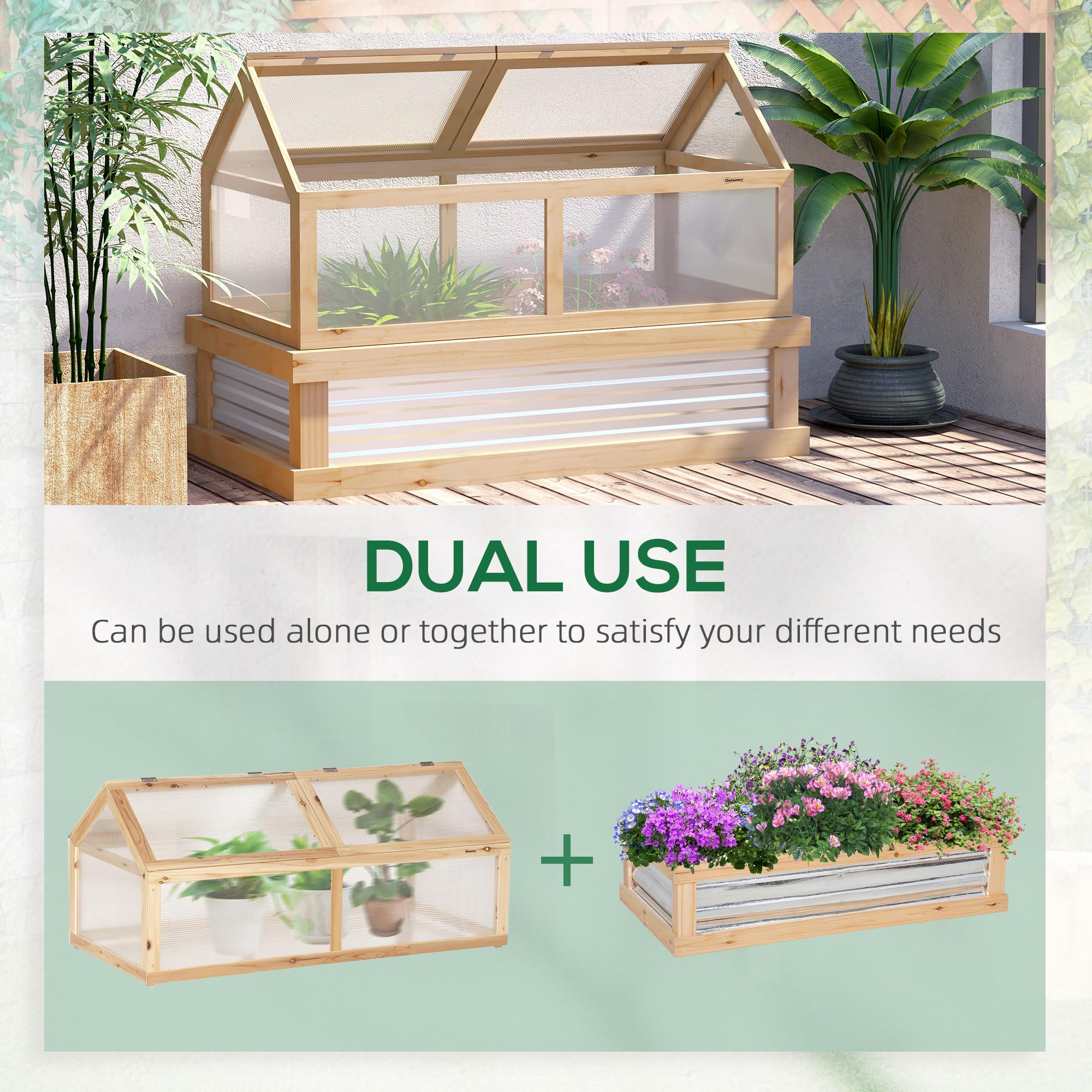 高床式菜園、ポリカーボネート製ミニ温室、ナチュラル - Raised Garden Bed のレビューと価格