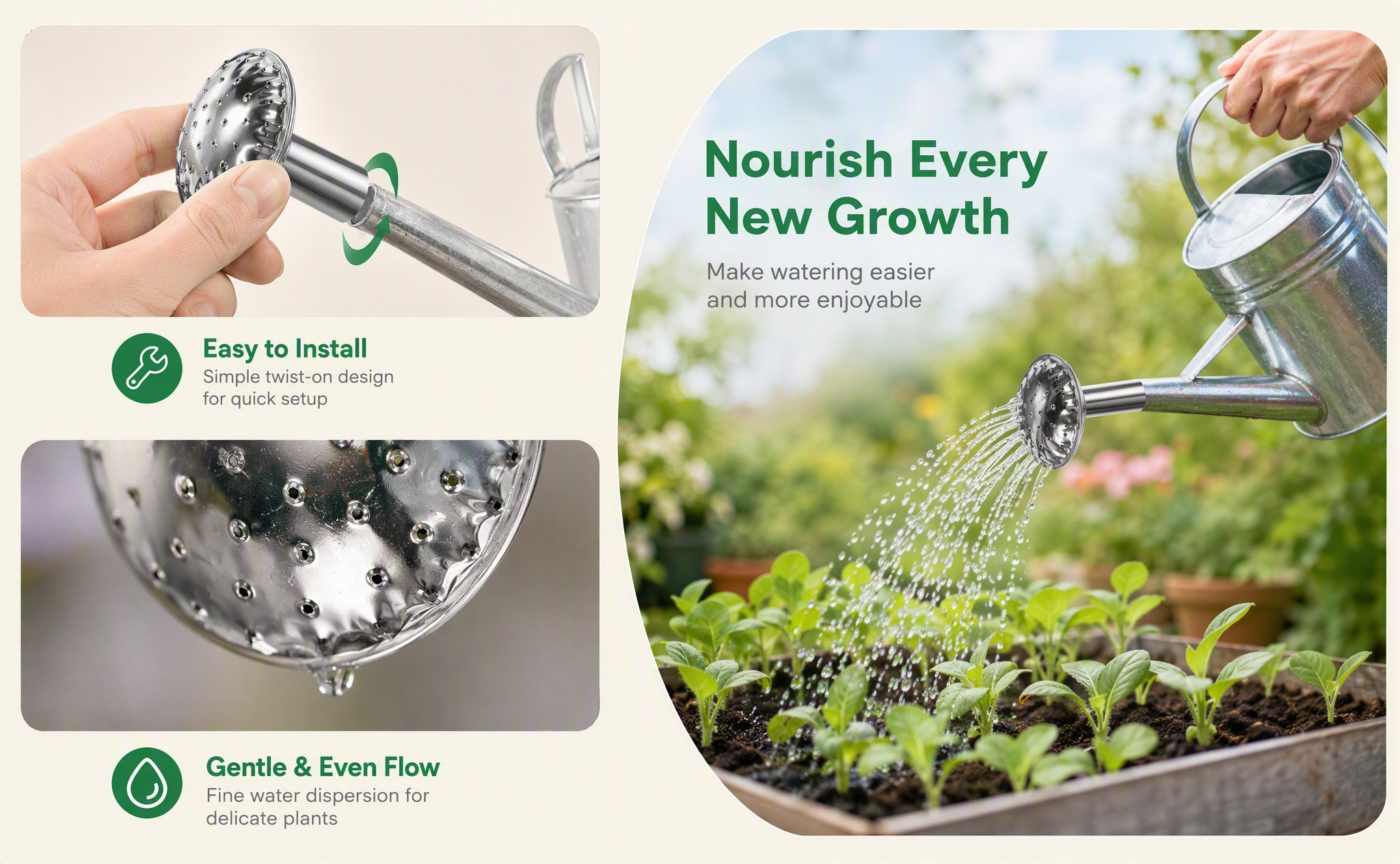 ステンレス製の水やり用スプレーヘッド。耐久性に優れ、取り付け - Watering Can のレビューと価格
