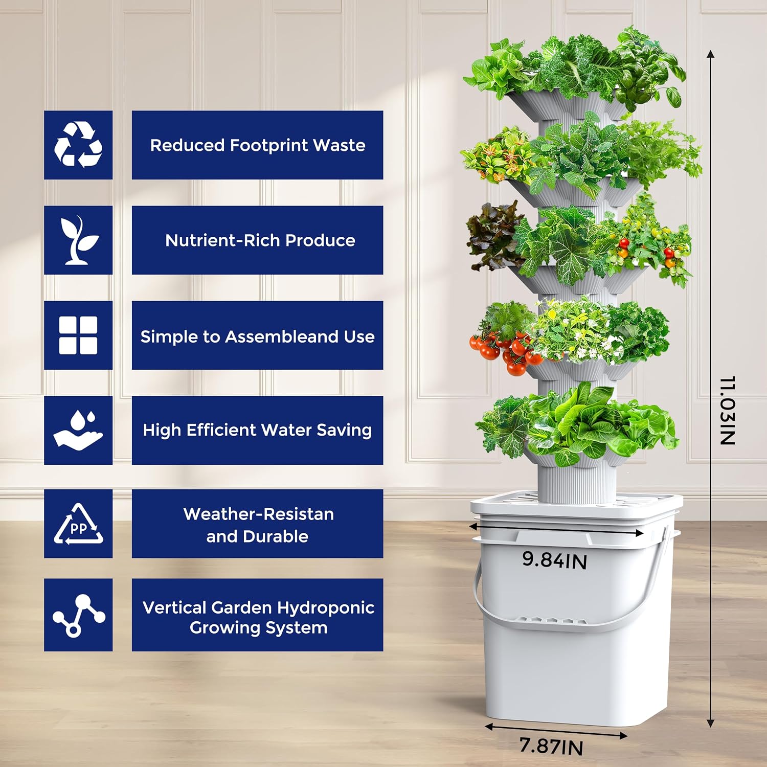 水耕栽培システムキット 5層水耕タワー 30個の植え付け穴  - Hydroponic Kit のレビューと価格