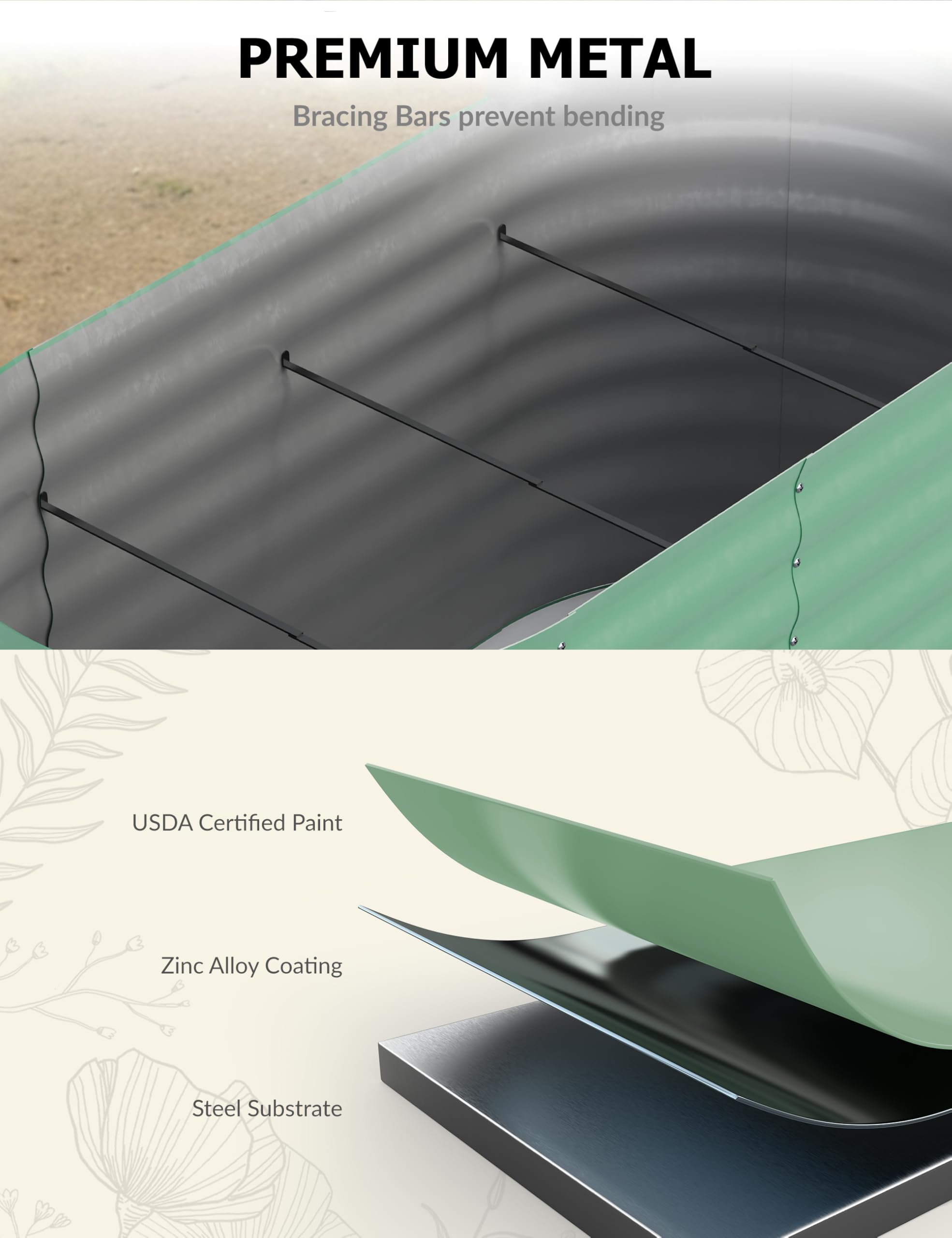 8x4x1.5フィートの亜鉛メッキ仕上げの高床式菜園 - 高 - Raised Garden Bed のレビューと価格