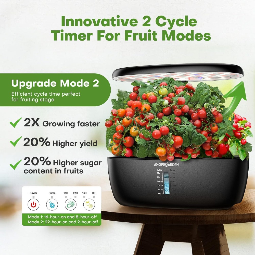 12ポッド水耕栽培ガーデン、LED育成ライト付き、屋内ハーブ - Hydroponic Kit のレビューと価格