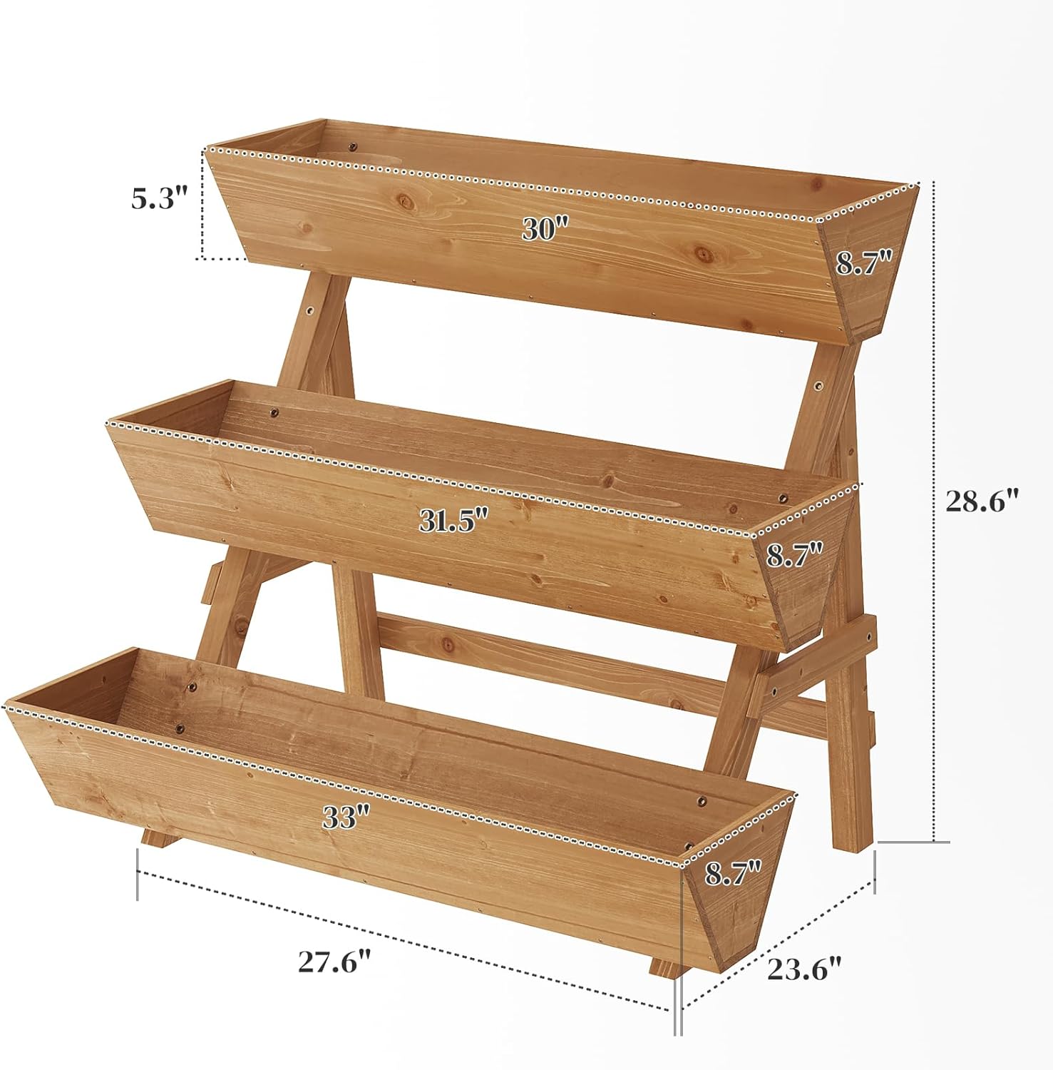 パティオ＆バルコニーガーデニング、木製、ブラウン - 3段式 - Raised Garden Bed のレビューと価格