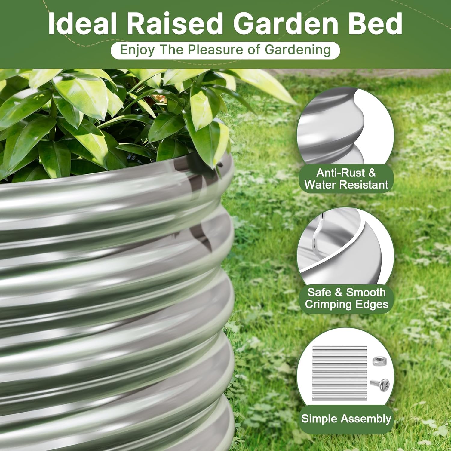 屋外ガーデニング用亜鉛メッキ鋼製高床式菜園2個セット（8x3 - Raised Garden Bed のレビューと価格