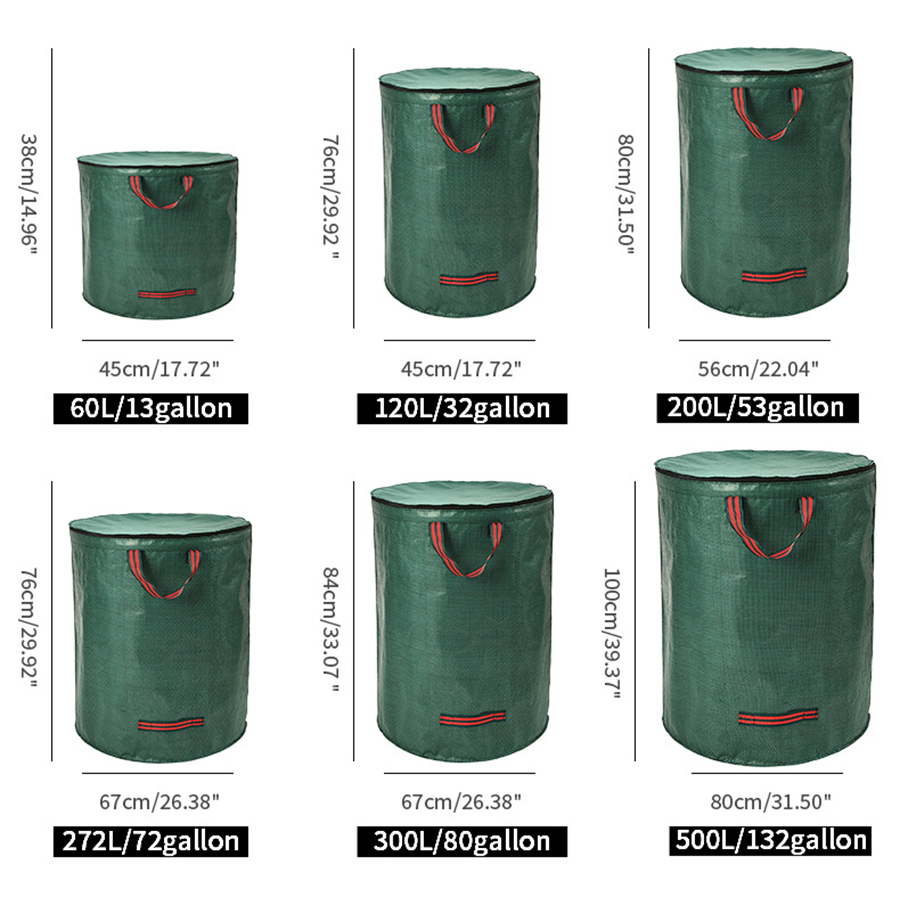 60～500L PP製ガーデン/庭用ゴミ袋（蓋と落ち葉スコッ - Grow Bag のレビューと価格