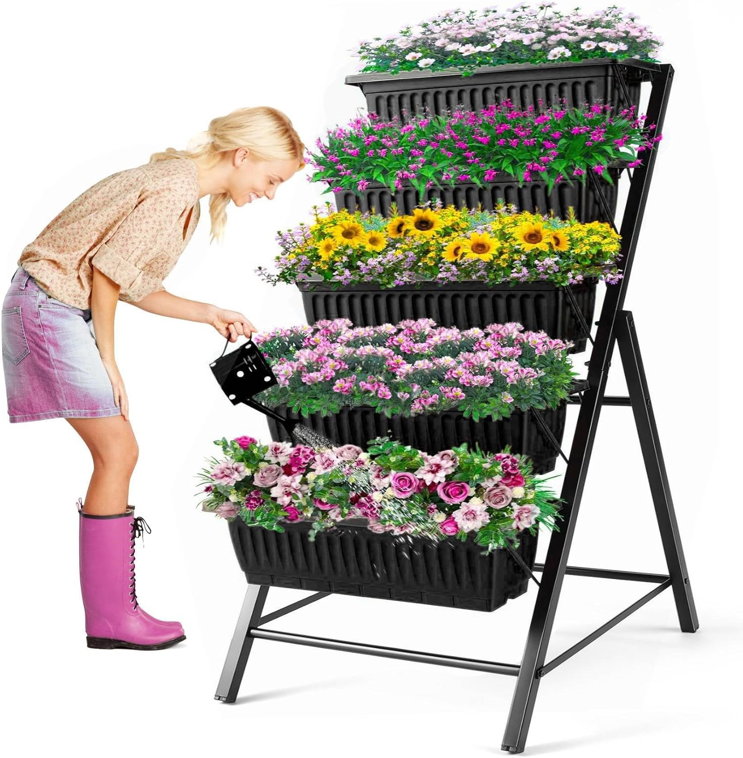 屋外ガーデンパティオヤード垂直ガーデニング5段メタルプランタ - Vertical Planter のレビューと価格