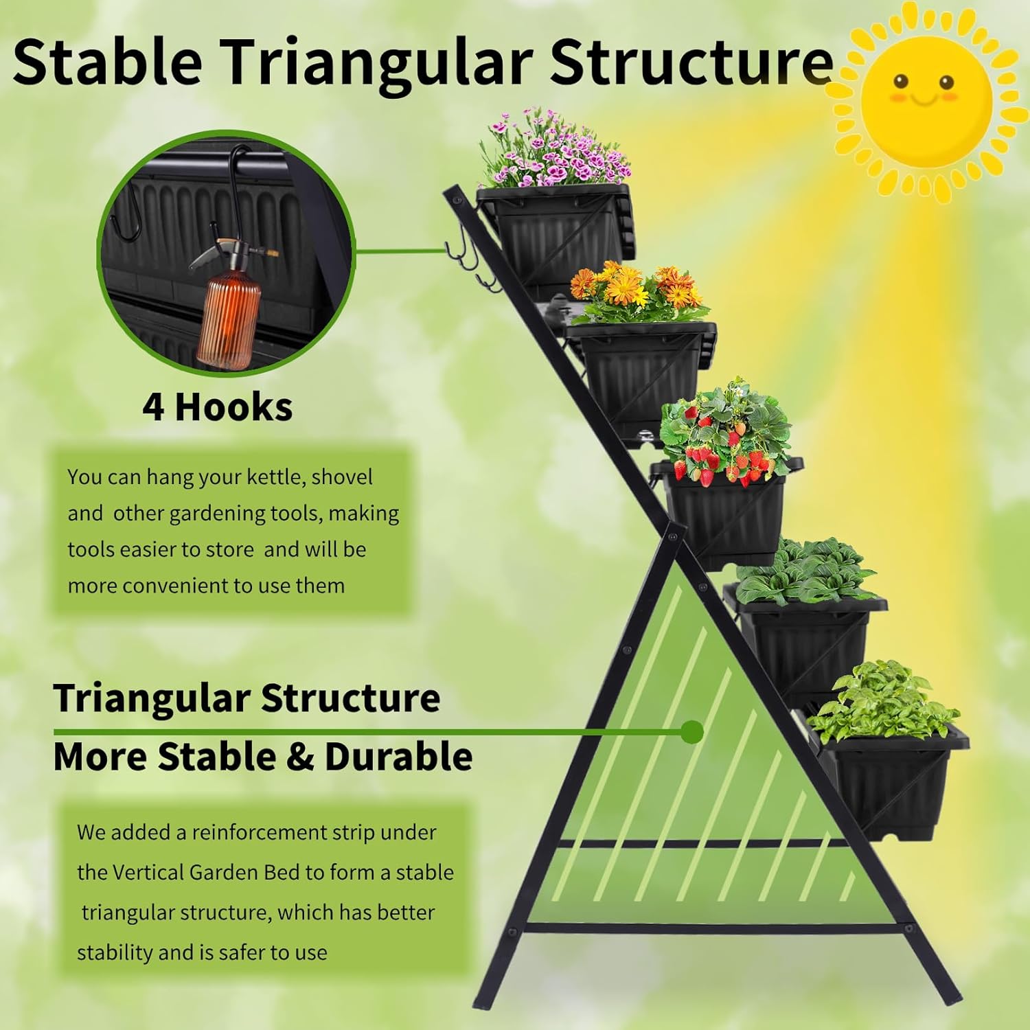 屋外ガーデンパティオヤード垂直ガーデニング5段メタルプランタ - Vertical Planter のレビューと価格