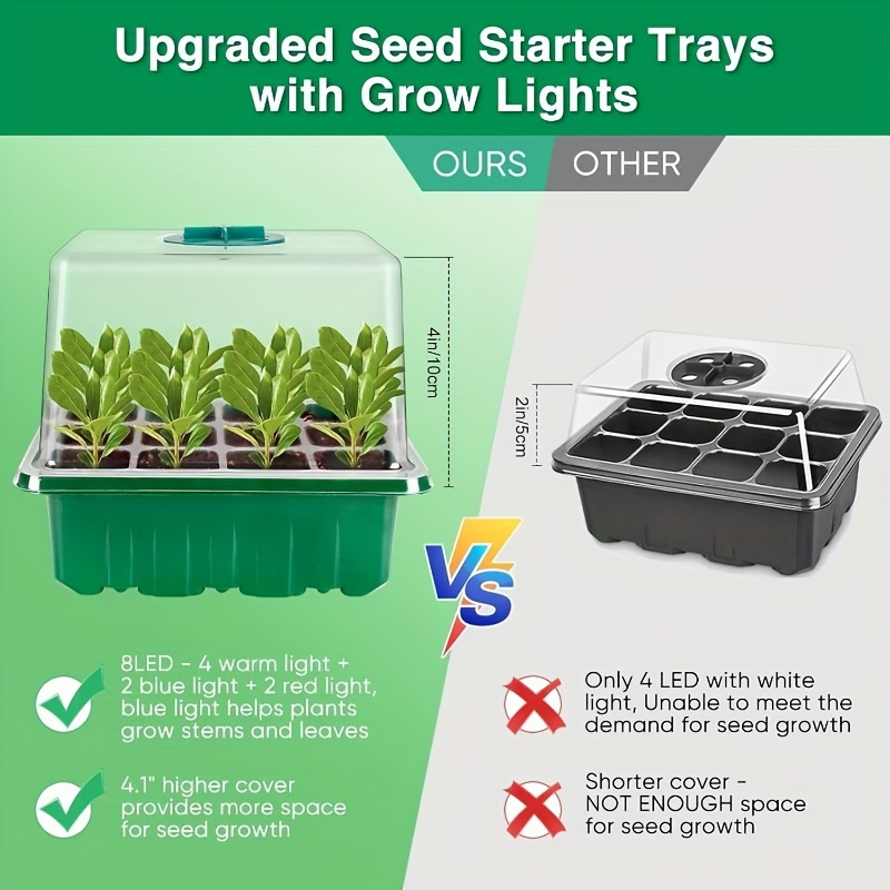 LED 成長ライト ガーデン プラント 多肉植物 花 通気性 - Seed Starter Tray のレビューと価格