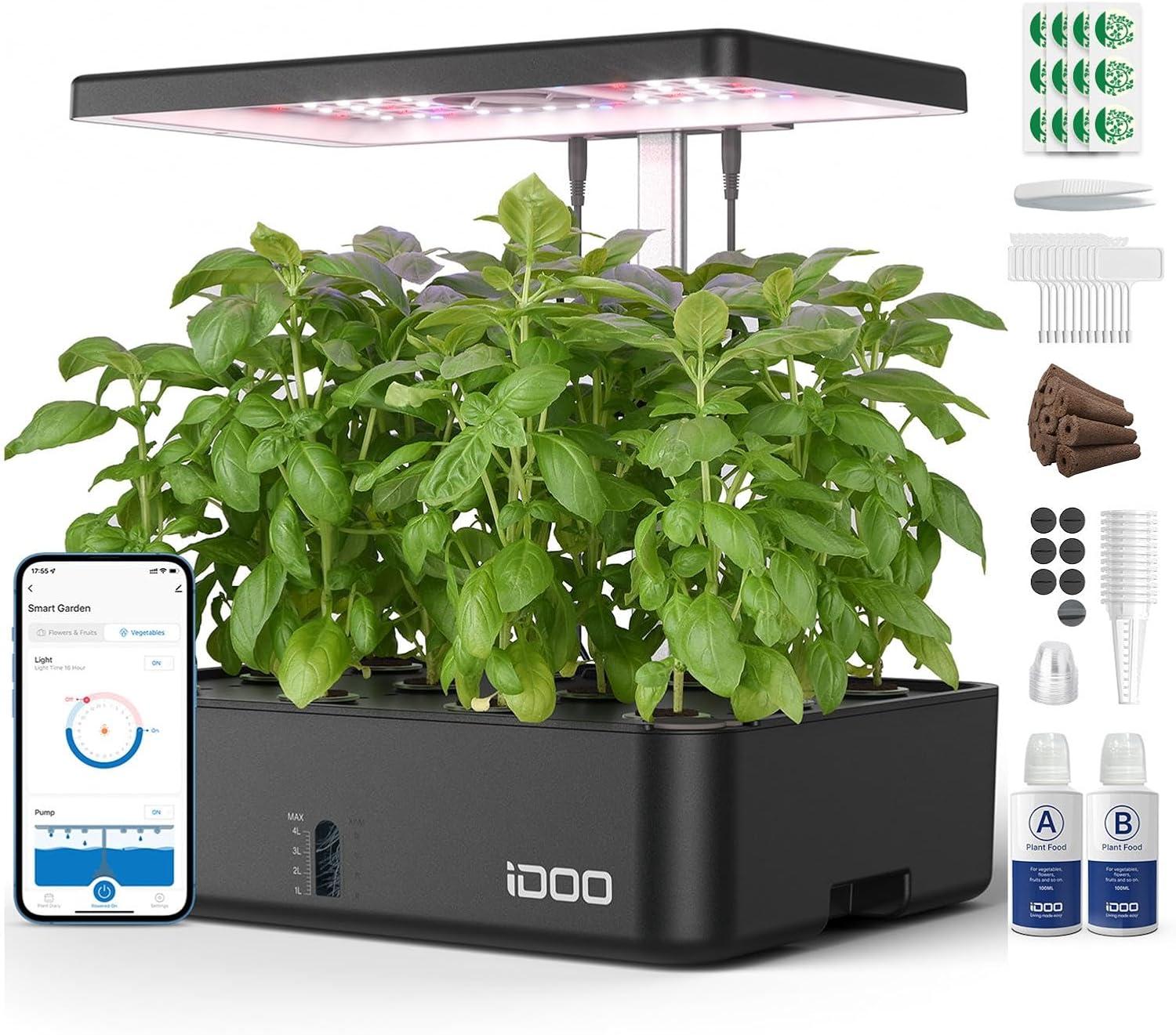 12ポッドWiFi水耕栽培システム 室内ガーデンハーブキット - Hydroponic Kit のレビューと価格