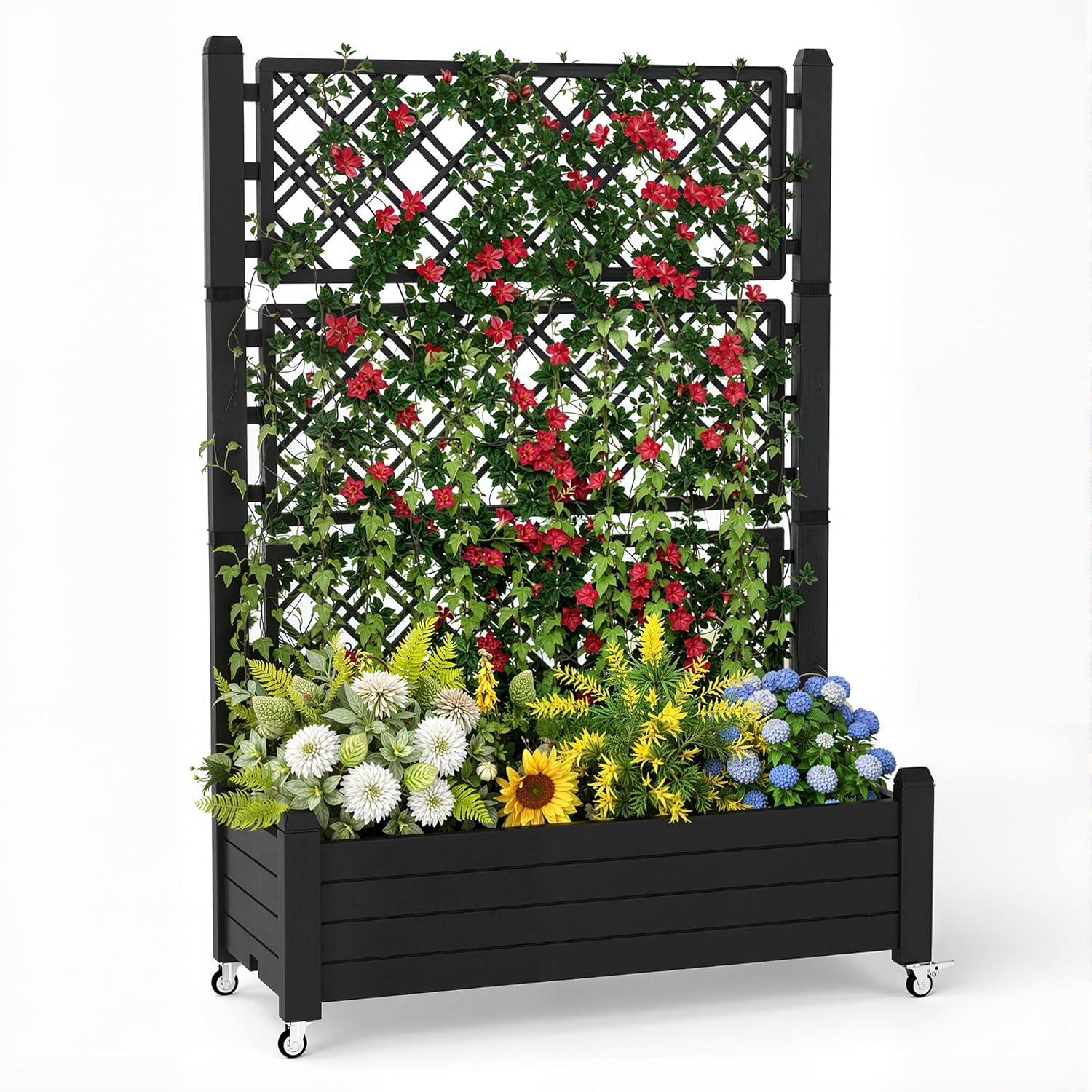 トレリス付き上げ床式菜園、21ガロン自動給水プランターボック - Self Watering Planter のレビューと価格