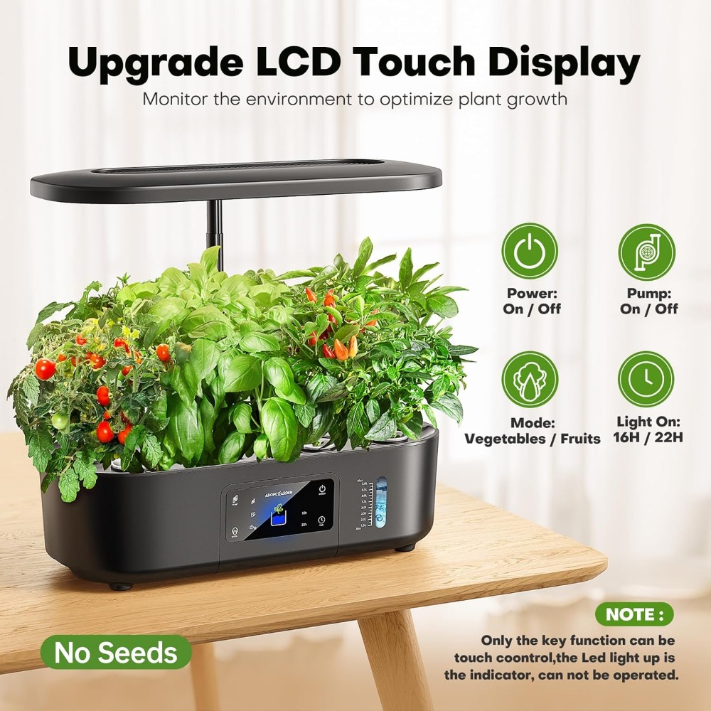 12ポッド式屋内水耕栽培ガーデン、LCDと育成ライト付き、ハ - Indoor Herb Garden のレビューと価格