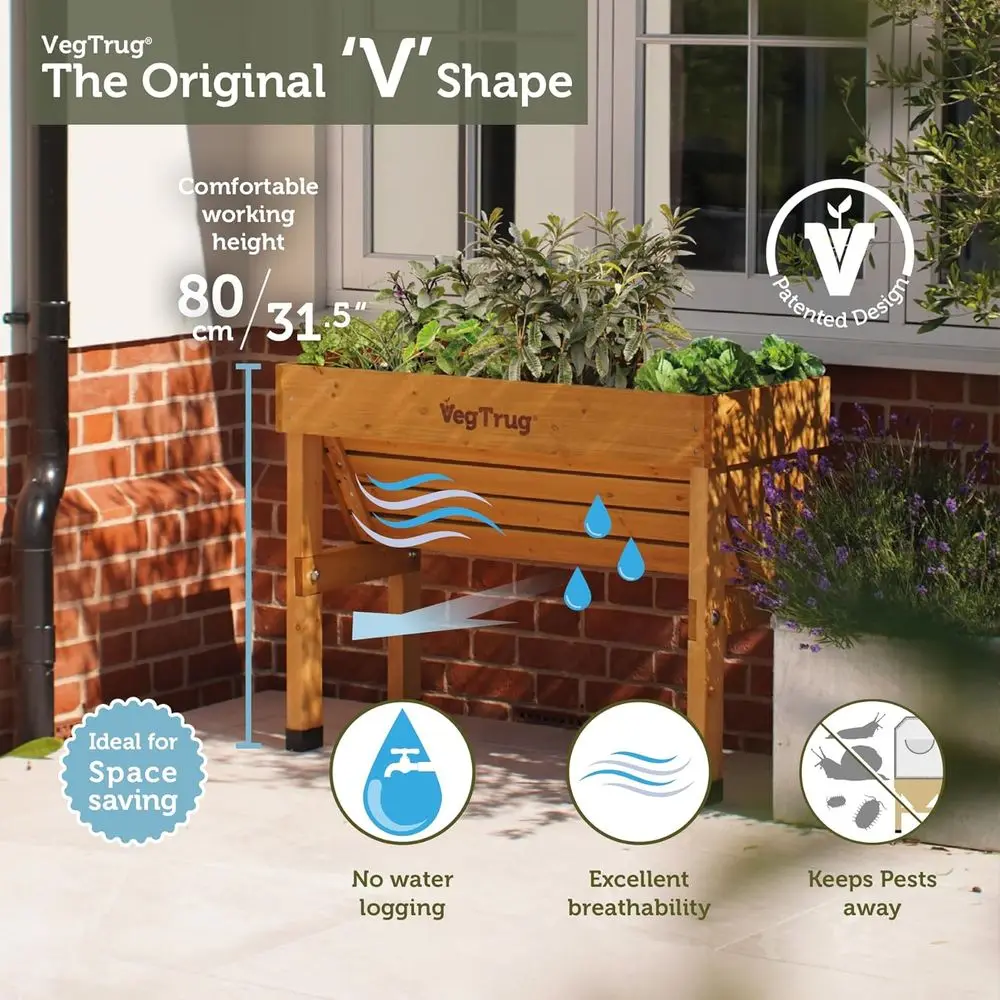 天然素材の小型1m壁掛け式ガーデンベッド - 省スペースの垂 - Vertical Planter のレビューと価格