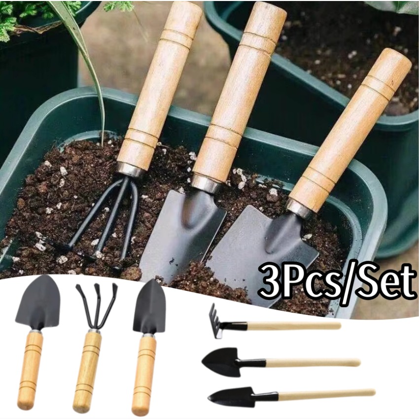 3点セット ミニガーデニングツールセット 携帯用熊手、移植ス - Trowel Garden Tools のレビューと価格