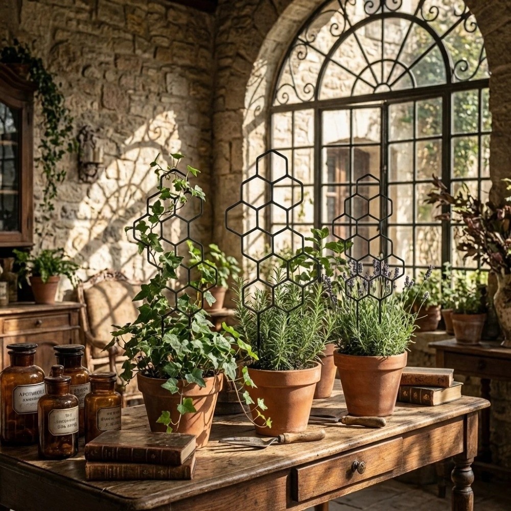 ハニカムデザインの植物トレリス、防錆プラスチック製ガーデンク - Indoor Herb Garden のレビューと価格