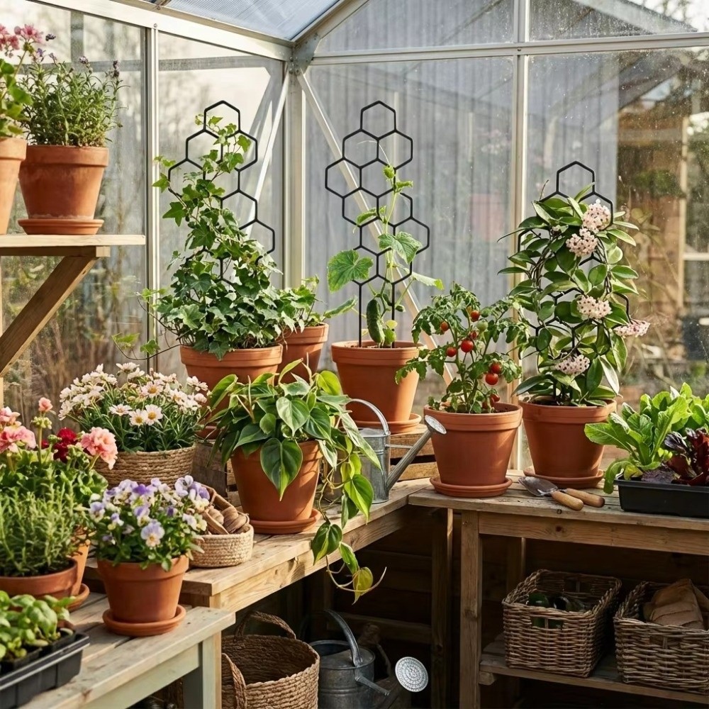 ハニカムデザインの植物トレリス、防錆プラスチック製ガーデンク - Indoor Herb Garden のレビューと価格