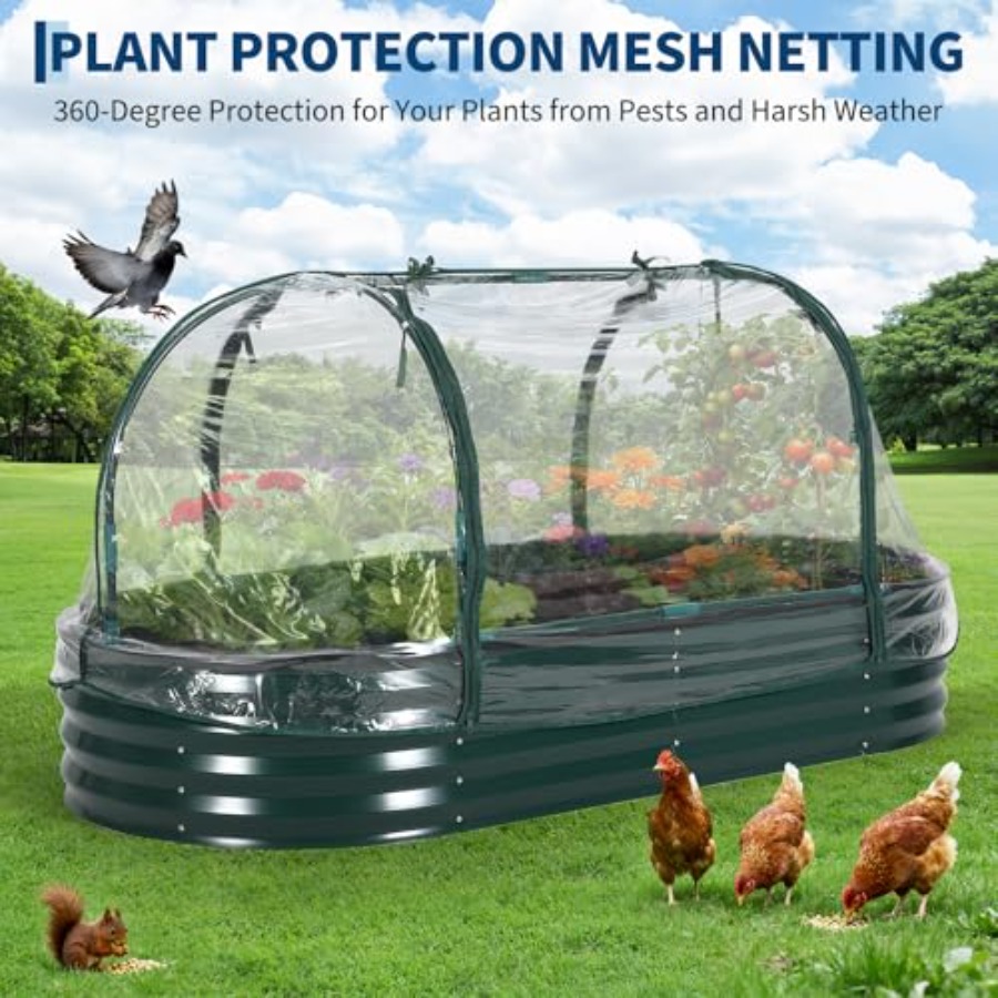 屋外用、亜鉛メッキ鋼製の高床式菜園キット（カバー付き）：耐食 - Raised Garden Bed のレビューと価格