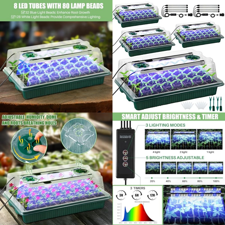 パックシードスタータートレイ（育成ライト付き）、80セル屋内 - Seed Starter Tray のレビューと価格